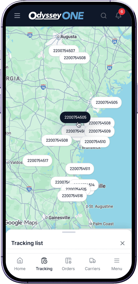 OdysseyONE map view on iPhone